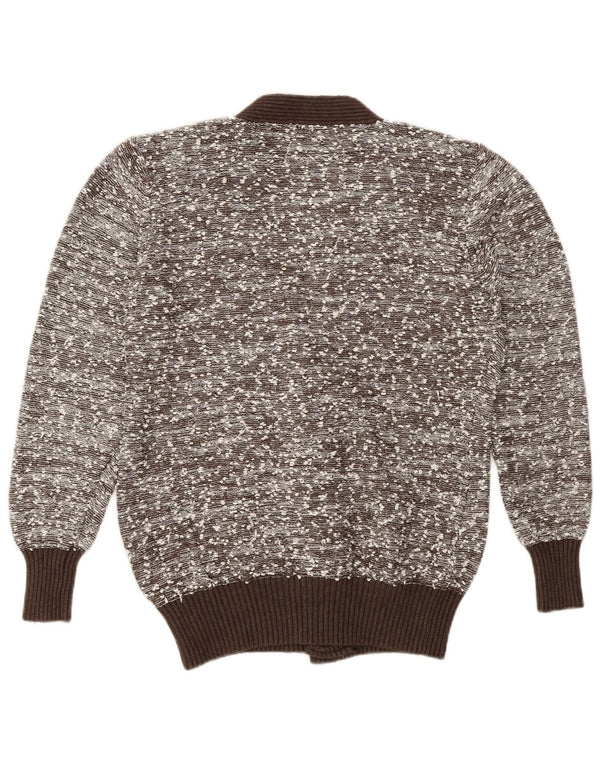 Vintage dame cardigan sweater UK 16 Large Brown Flecked Polyamide