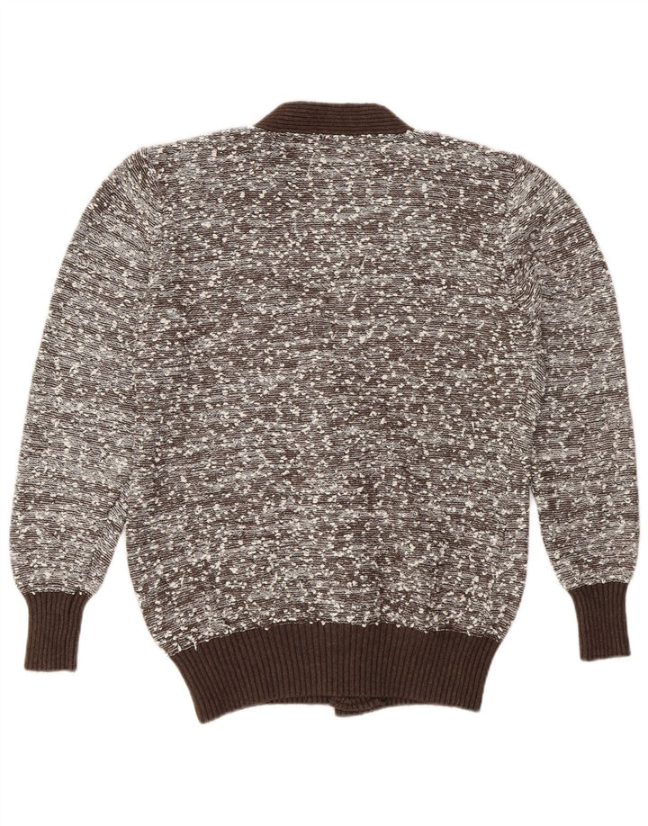 Vintage dame cardigan sweater UK 16 Large Brown Flecked Polyamide