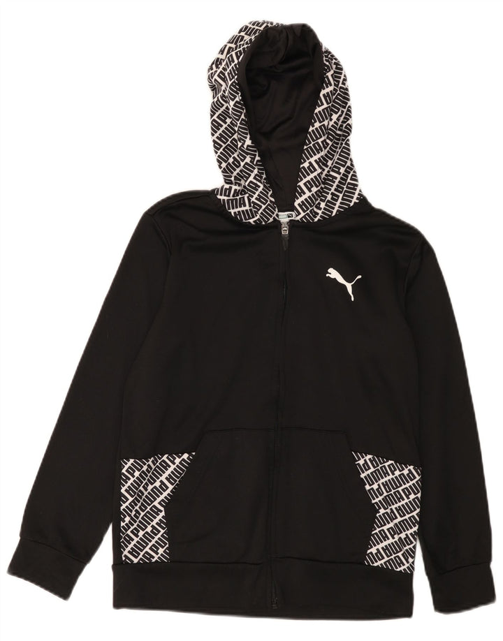 Puma Boys Grafisk hættetrøje med lynlås 10-11 år Medium Sort Polyester