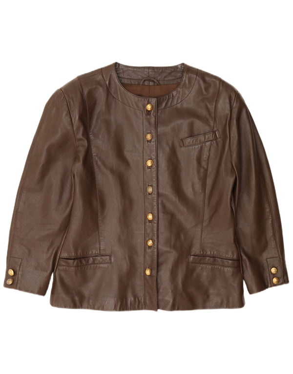 Alba Moda Dame Læder Blazer Jakke UK 14 Medium Brun