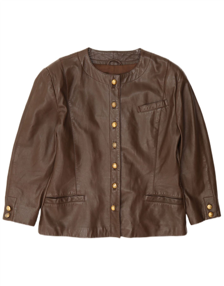 Alba Moda Dame Læder Blazer Jakke UK 14 Medium Brun