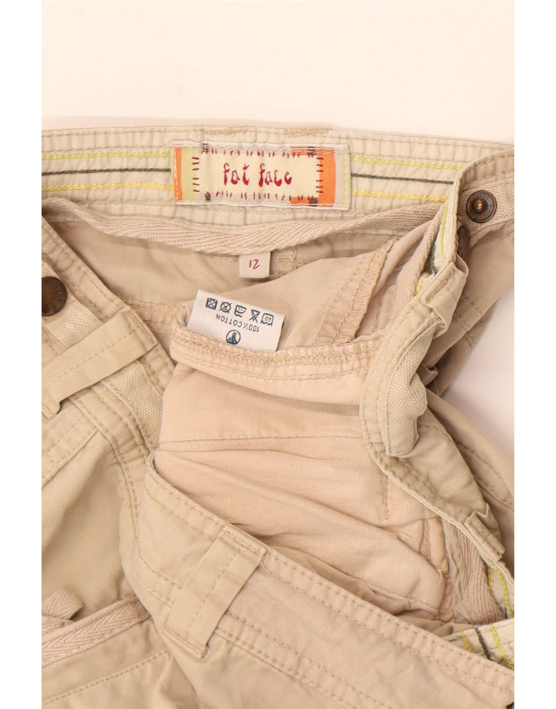 Fat Face Dame Cargo Bermuda Shorts UK 12 Medium W32 Beige Bomuld