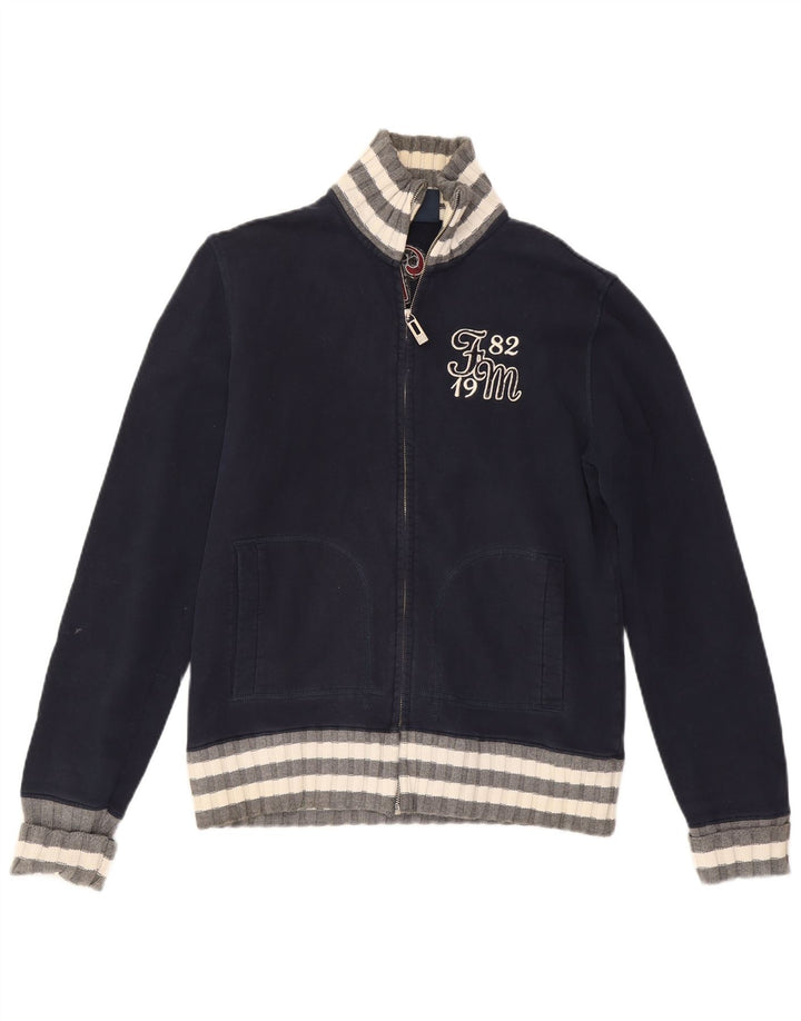 Fred Mello Herre grafisk cardigan sweater Medium Navy Blue Colourblock