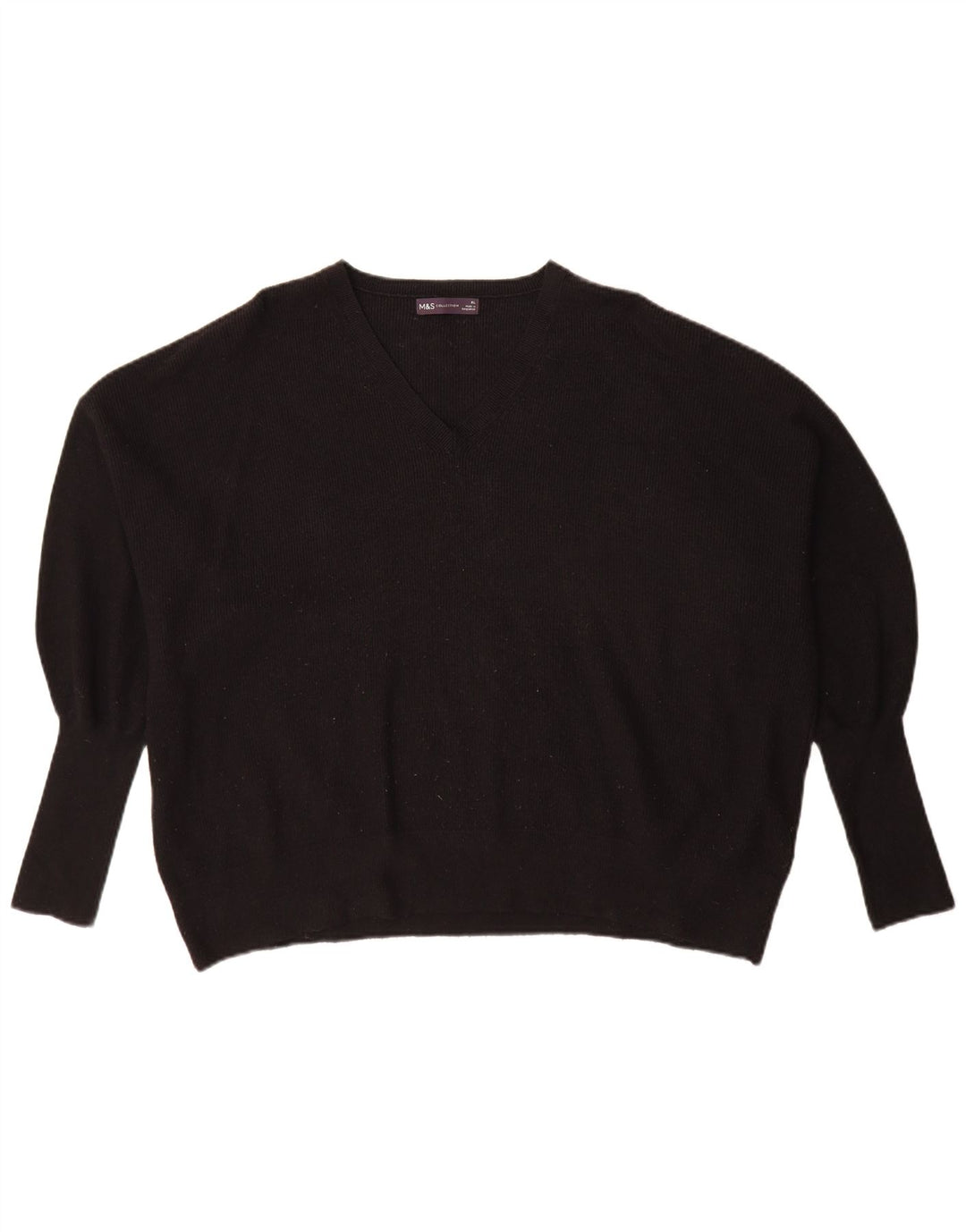 Marks & Spencer Dame Oversized V-hals sweater UK 18 XL Sort