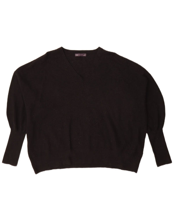 Marks & Spencer Dame Oversized V-hals sweater UK 18 XL Sort