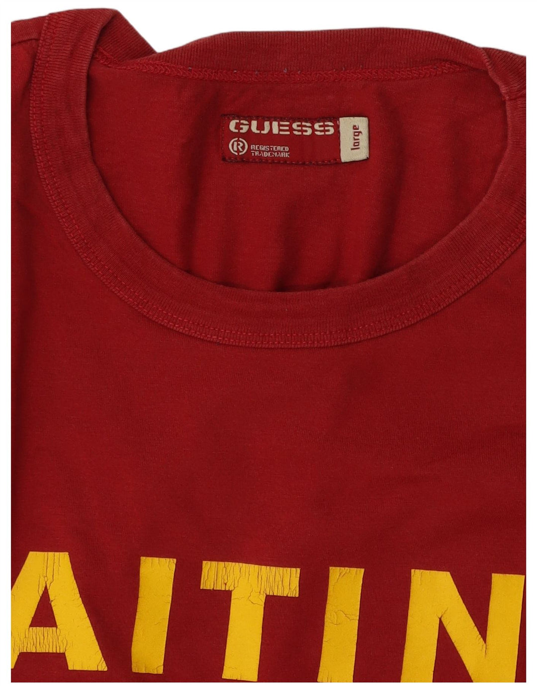 Guess Herre Grafisk T-Shirt Top Stor Rød Bomuld