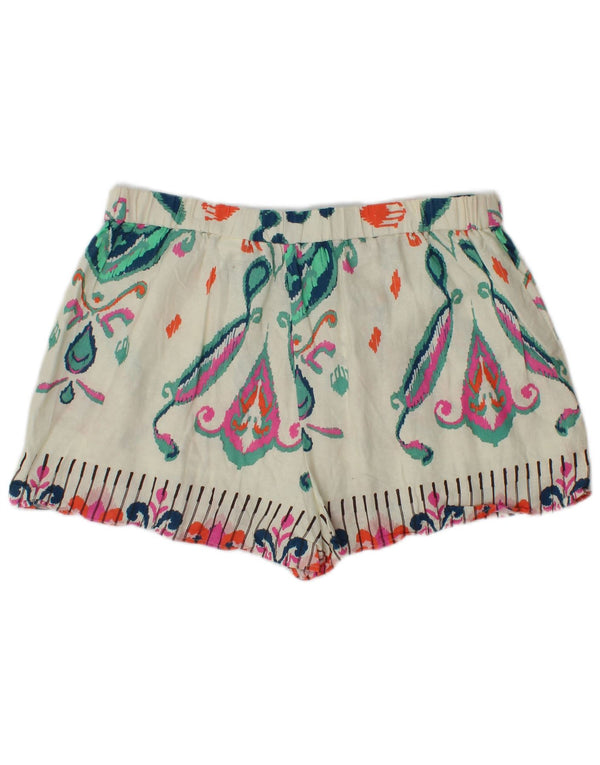 Zara Womens Hot Pants 2XL W38  White Ikat Linen