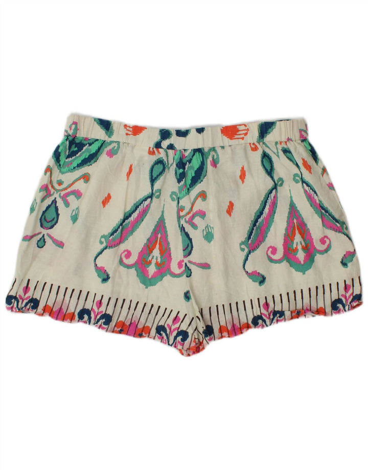 Zara Dame Hot Pants 2XL W38 Hvid Ikat Linned