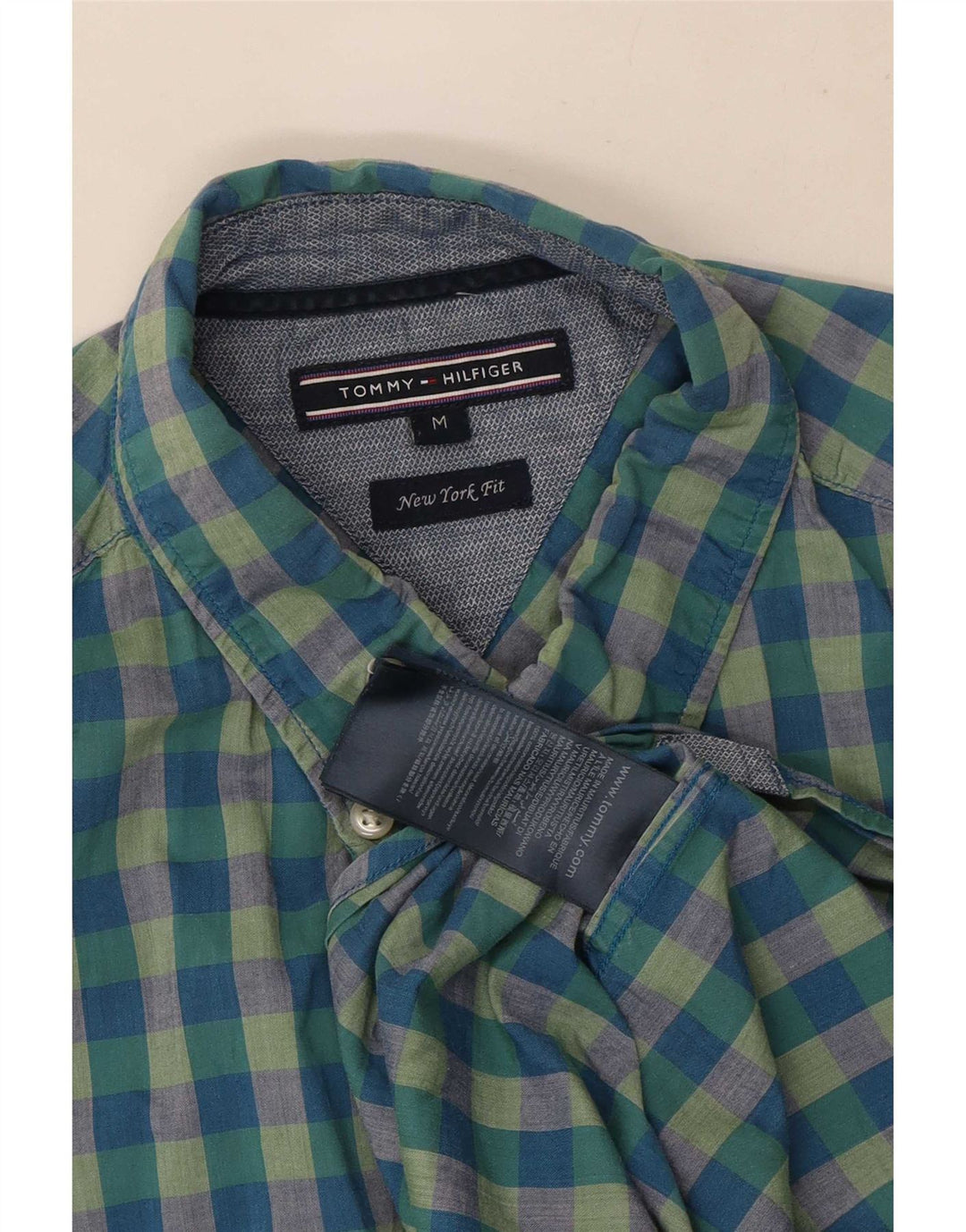 Tommy Hilfiger Herre New York Fit skjorte Medium Blue Gingham Cotton
