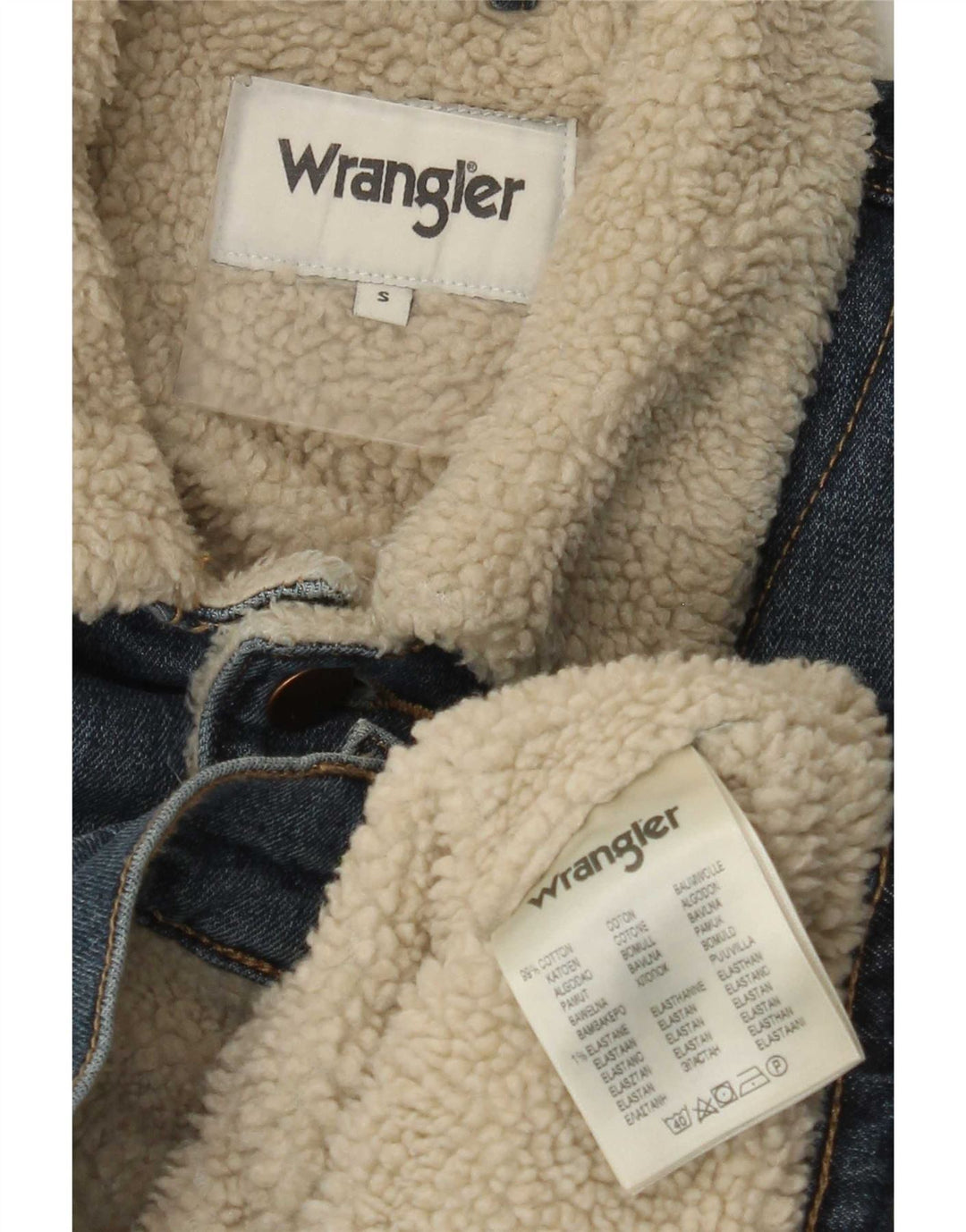 Wrangler Herre Denim Sherpa Jacket UK 36 Small Blue Cotton