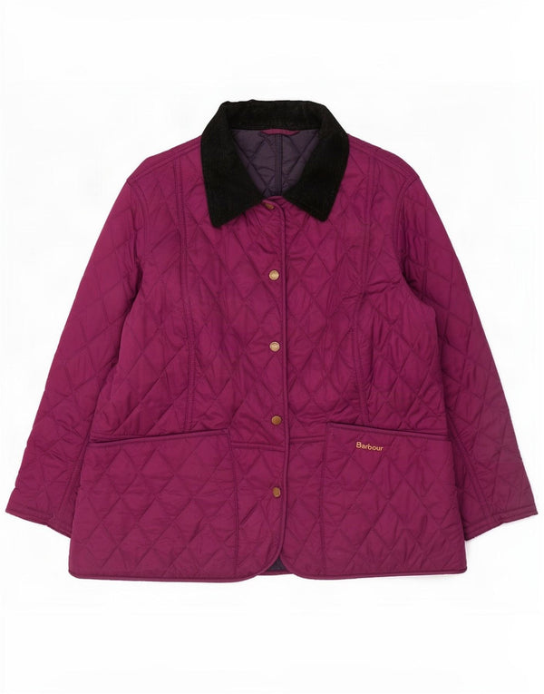 Barbour Quiltet jakke til kvinder UK 16 Stor Lilla Colourblock Polyamid