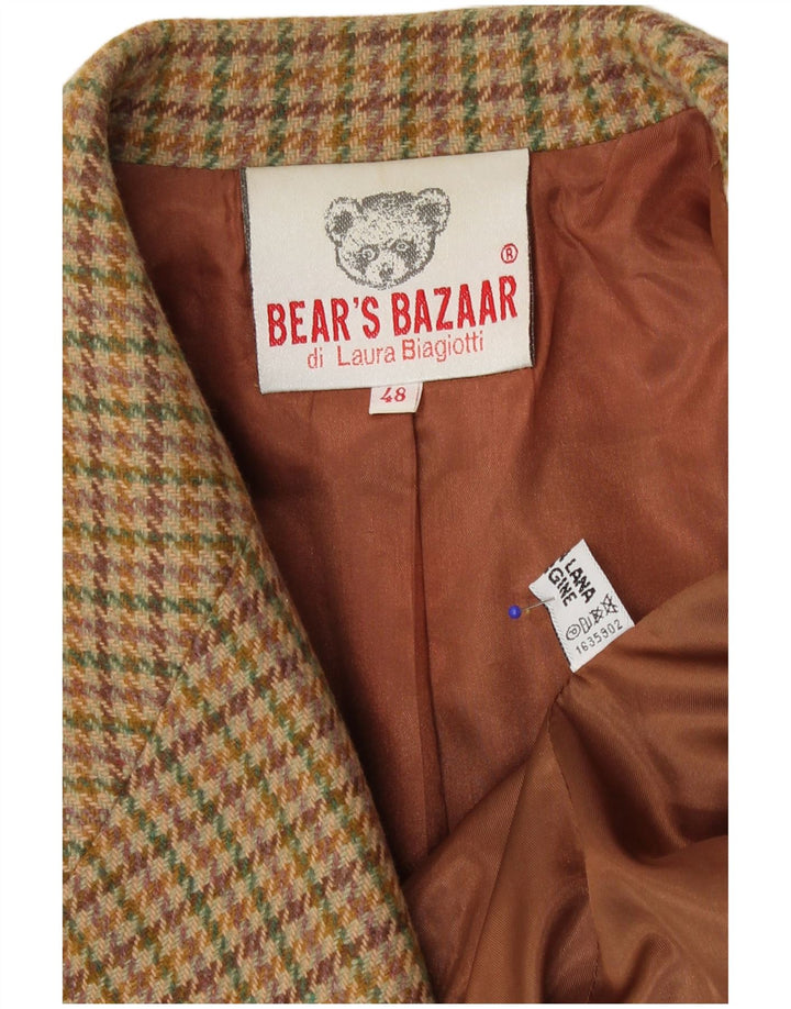 Laura Biagiotti Dame 2-knaps blazerjakke IT 48 XL Beige Houndstooth