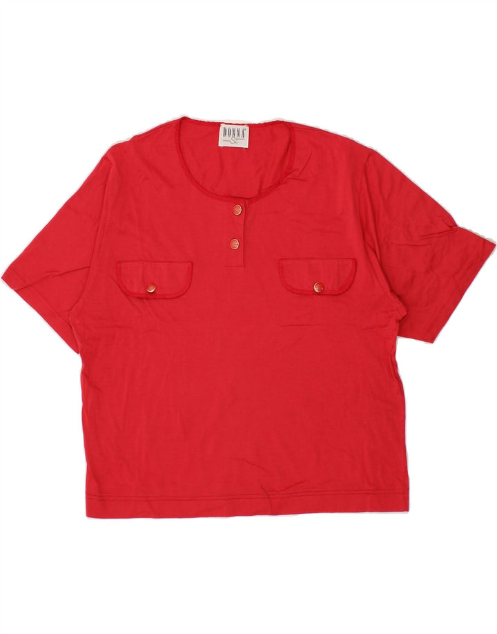 VINTAGE Womens Blouse Top UK 16 Large Red Vintage Vintage and Second-Hand Vintage from Messina Hembry 