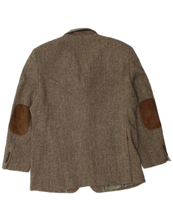Harris Tweed Herre 3-knaps blazerjakke UK 40 Stor brun sildeben