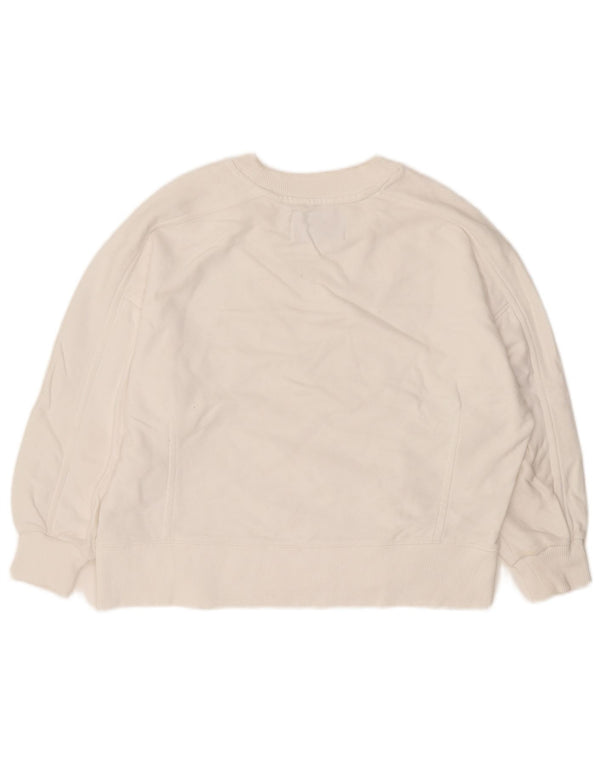 Calvin Klein Jeans Dame 3/4-ærmet sweatshirt Jumper UK 10 Small White