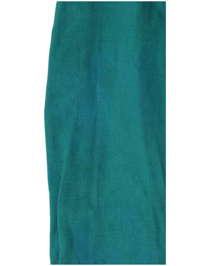 RALPH LAUREN Dame langærmet bluse Top UK 14 Medium turkis hør