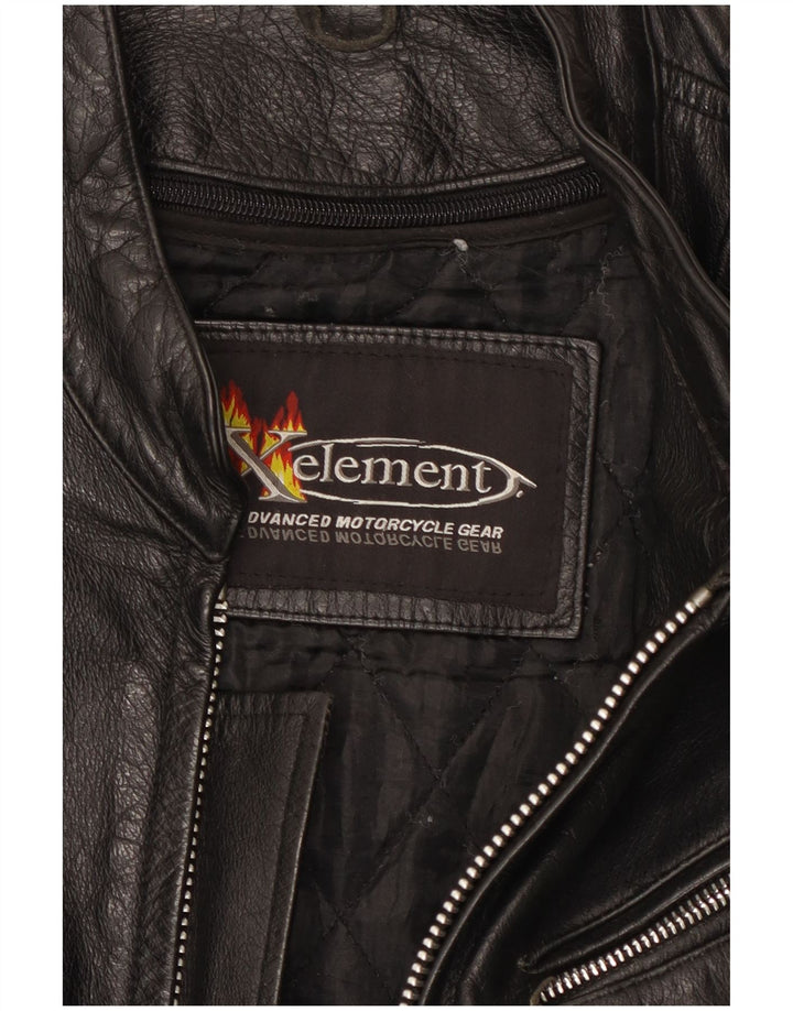 Xelement Herre Læder Biker Jacket UK 40 Stor Sort Læder