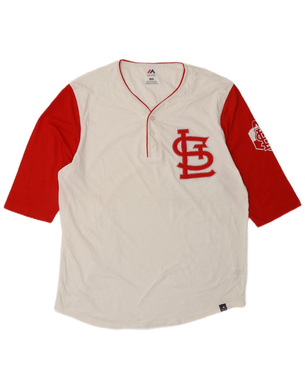 MAJESTIC Mens St. Louis Cardinals Graphic Top 3/4 Sleeve Large White
