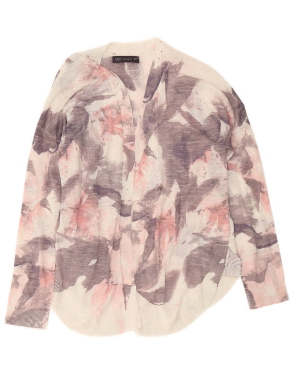 Marks & Spencer kvinders abstrakt mønster cardigan sweater UK 14 Medium Pink