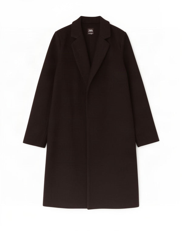 Zara Womens Open Overcoat UK 10 Small Black Polyester