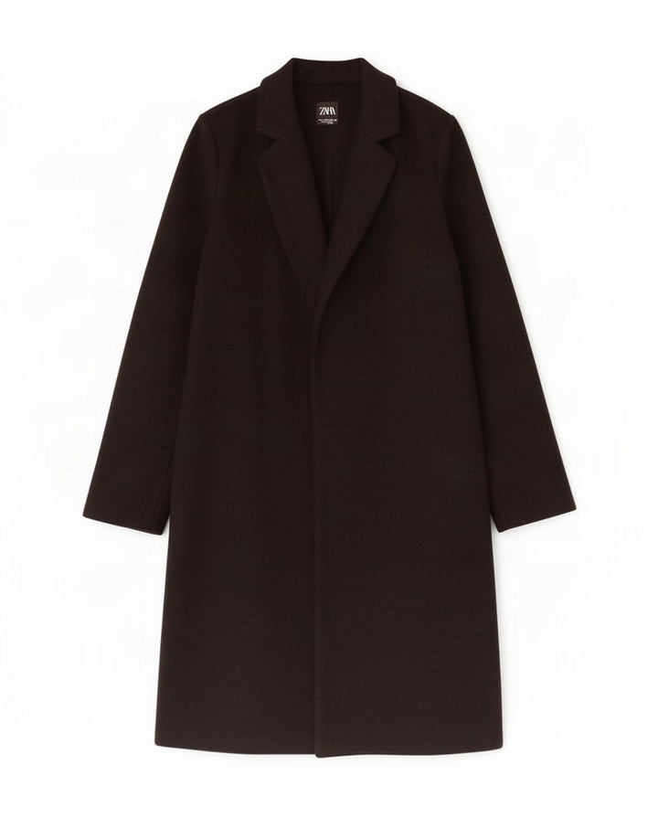 Zara Womens Open Overcoat UK 10 Small Black Polyester