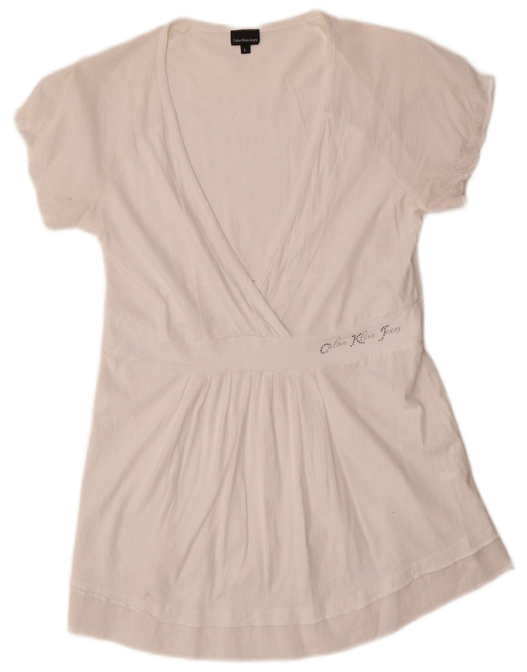 Calvin Klein Jeans Damebluse Top UK 14 Stor Hvid Bomuld