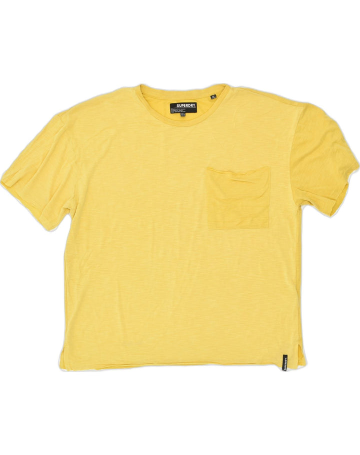 SUPERDRY Womens Oversized Crop Top UK 14 Large  Yellow | Vintage Superdry | Thrift | Second-Hand Superdry | Used Clothing | Messina Hembry 