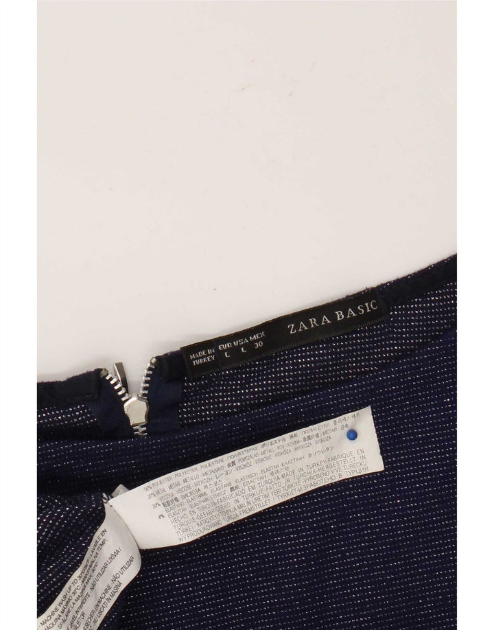 Zara Dame Top 3/4 ærme UK 16 Large Navy Blue Polyester