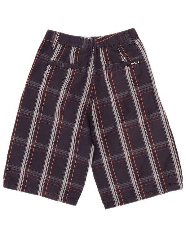 Hurley Boys Casual Shorts 9-10 år W23 Marineblå Plaid Bomuld