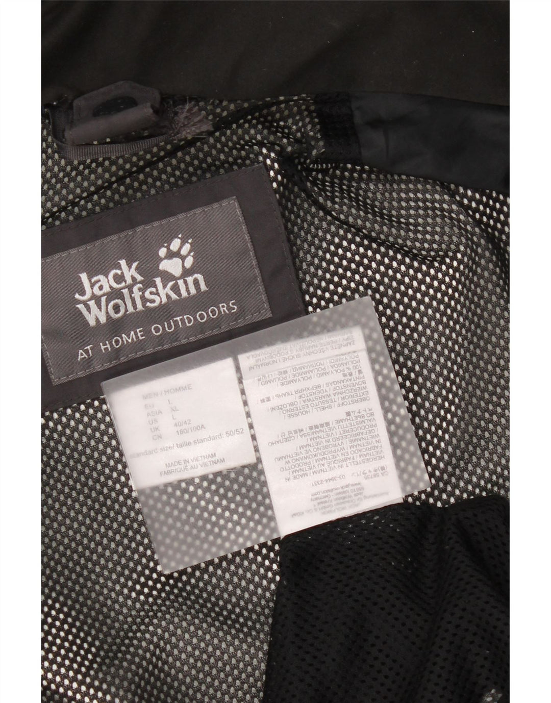 Jack Wolfskin Regnjakke med hætte til mænd UK 40/42 Stor grå farveblok