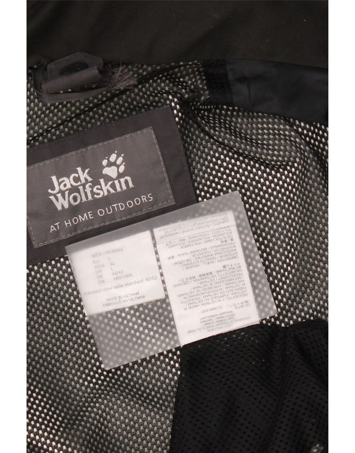 Jack Wolfskin Regnjakke med hætte til mænd UK 40/42 Stor grå farveblok