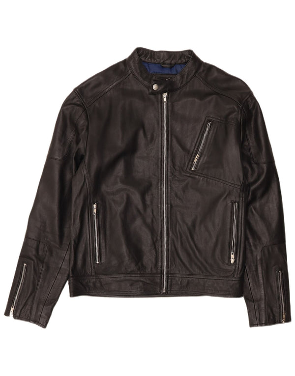 Camokazi Herre Læder Racer Jakke UK 44 2XL Sort