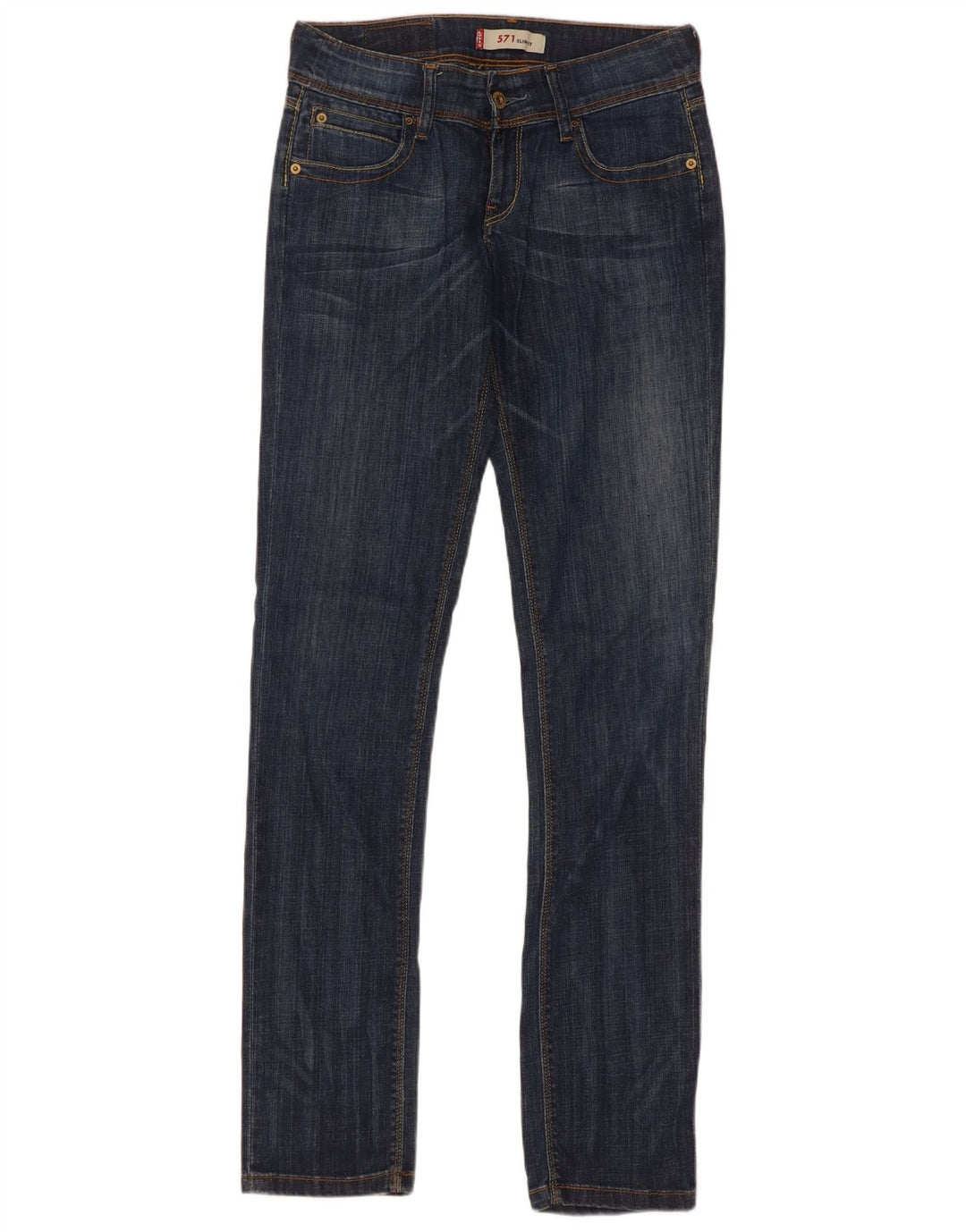 Levi's Dame 571 Slim Jeans W28 L34 Marineblå Bomuld