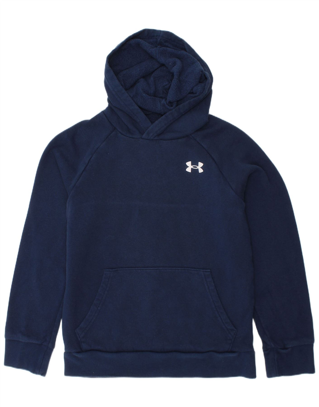 UNDER ARMOUR Boys Hoodie Jumper 9-10 Years Medium Navy Blue Cotton
