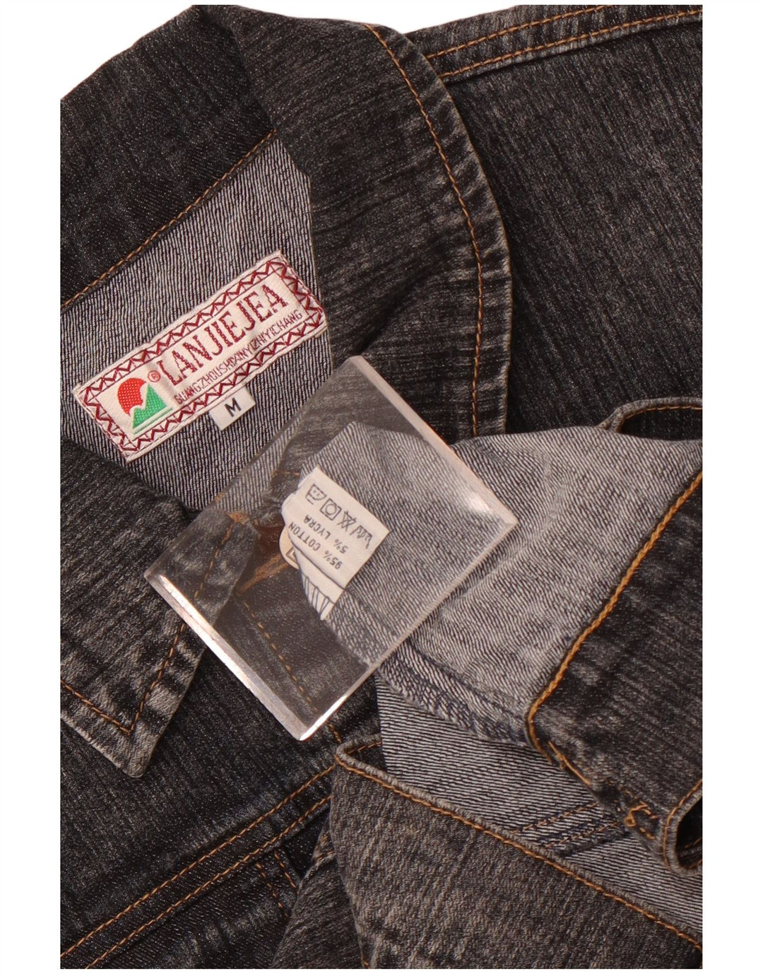 Vintage Dame Crop Denim Jacket UK 12 Medium Grey Bomuld