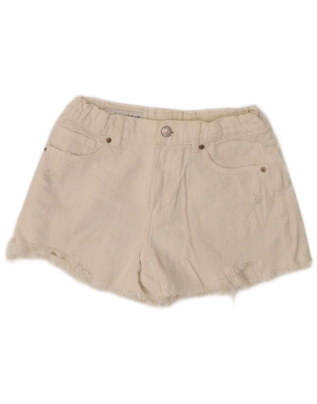 ZARA Piger Distressed Denim Shorts 13-14 år W26 Off White