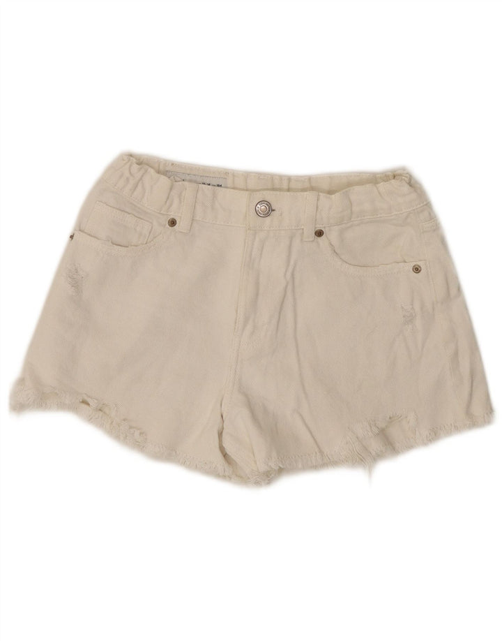 ZARA Piger Distressed Denim Shorts 13-14 år W26 Off White