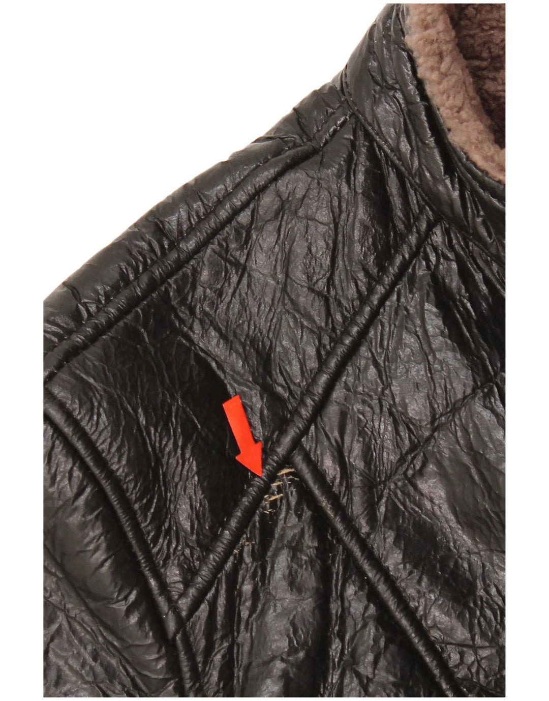 Vintage Dame Shearling Jacket UK 14 Medium Sort Læder