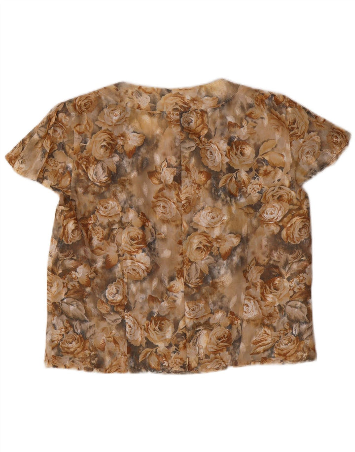 VINTAGE Womens Crop Bluse Top IT 42 Medium Beige Floral