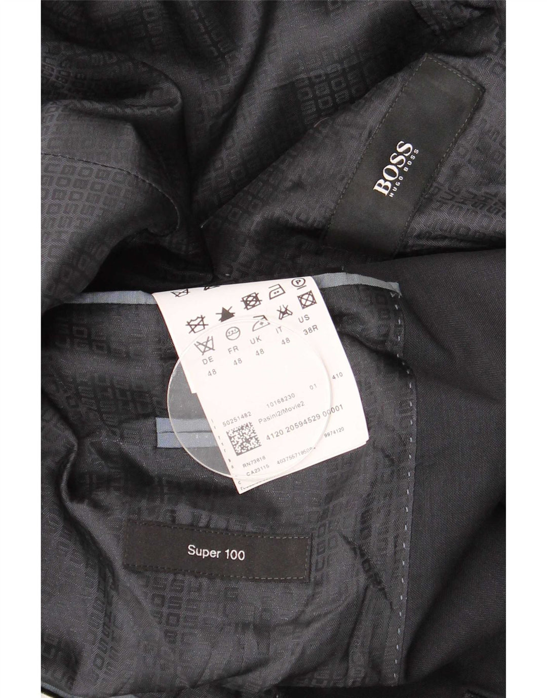 Hugo Boss Herre 2-knaps blazerjakke EU 48 Medium Navy Blue Virgin Wool