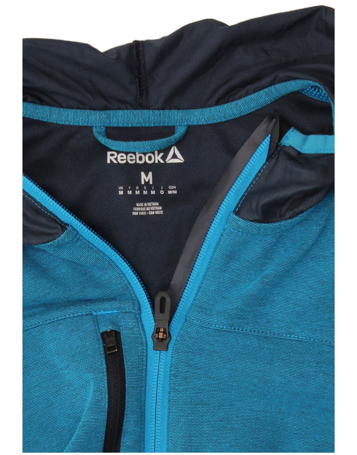 Reebok Herre 1/4 hættetrøje med lynlås mellemblå polyester