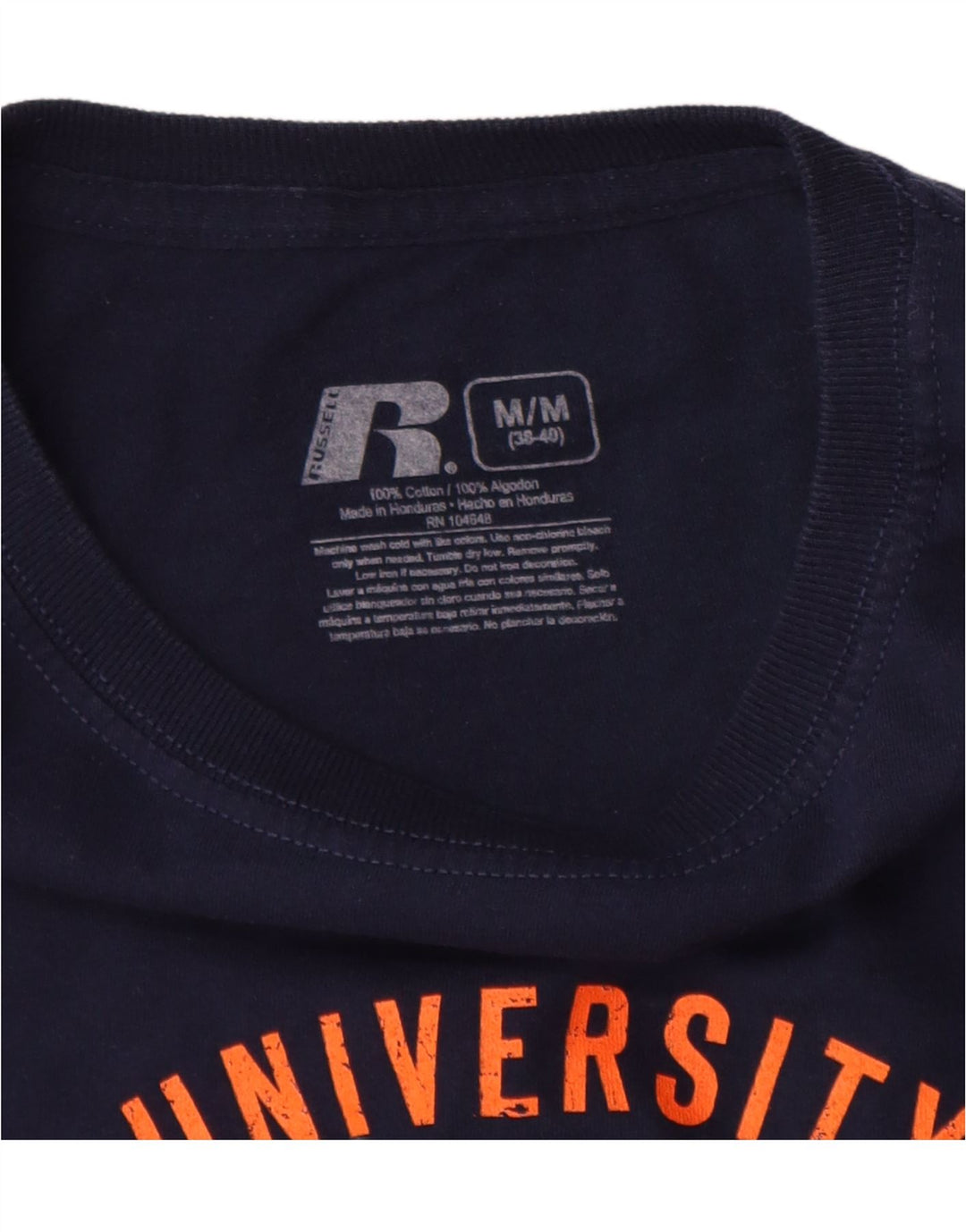 RUSSELL ATHLETIC Herre grafisk top langærmet UK 38/40 Medium Navy Blue