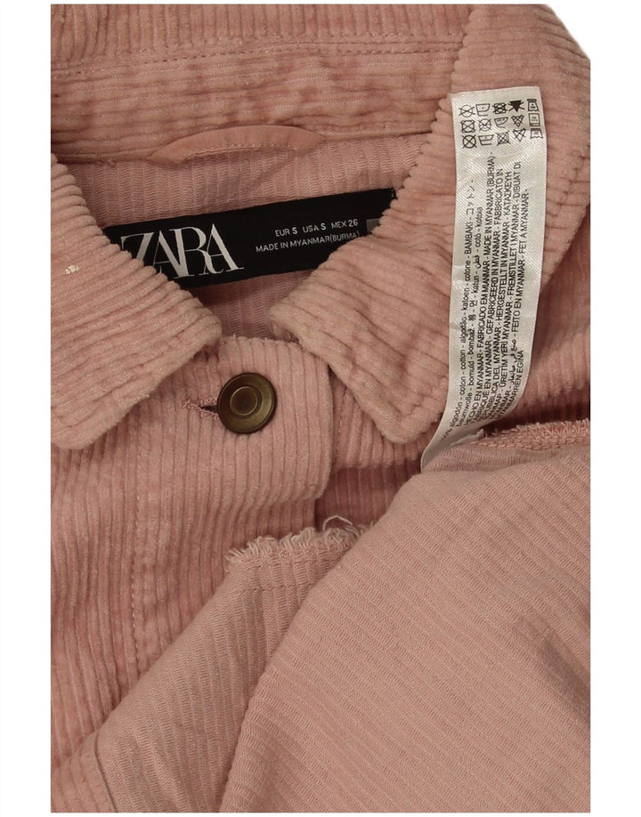 Zara Dame Oversized Corduroy Shirt UK 10 Small Pink