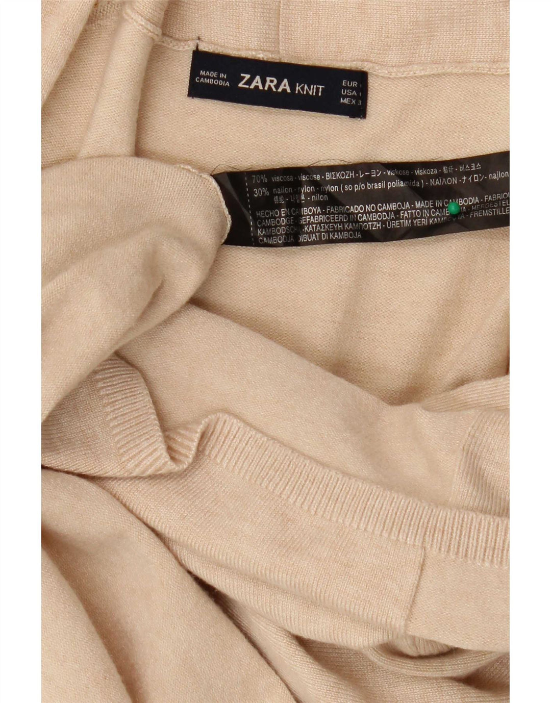 Zara Womens Longline Cardigan Sweater UK 12 Medium Beige Viscose