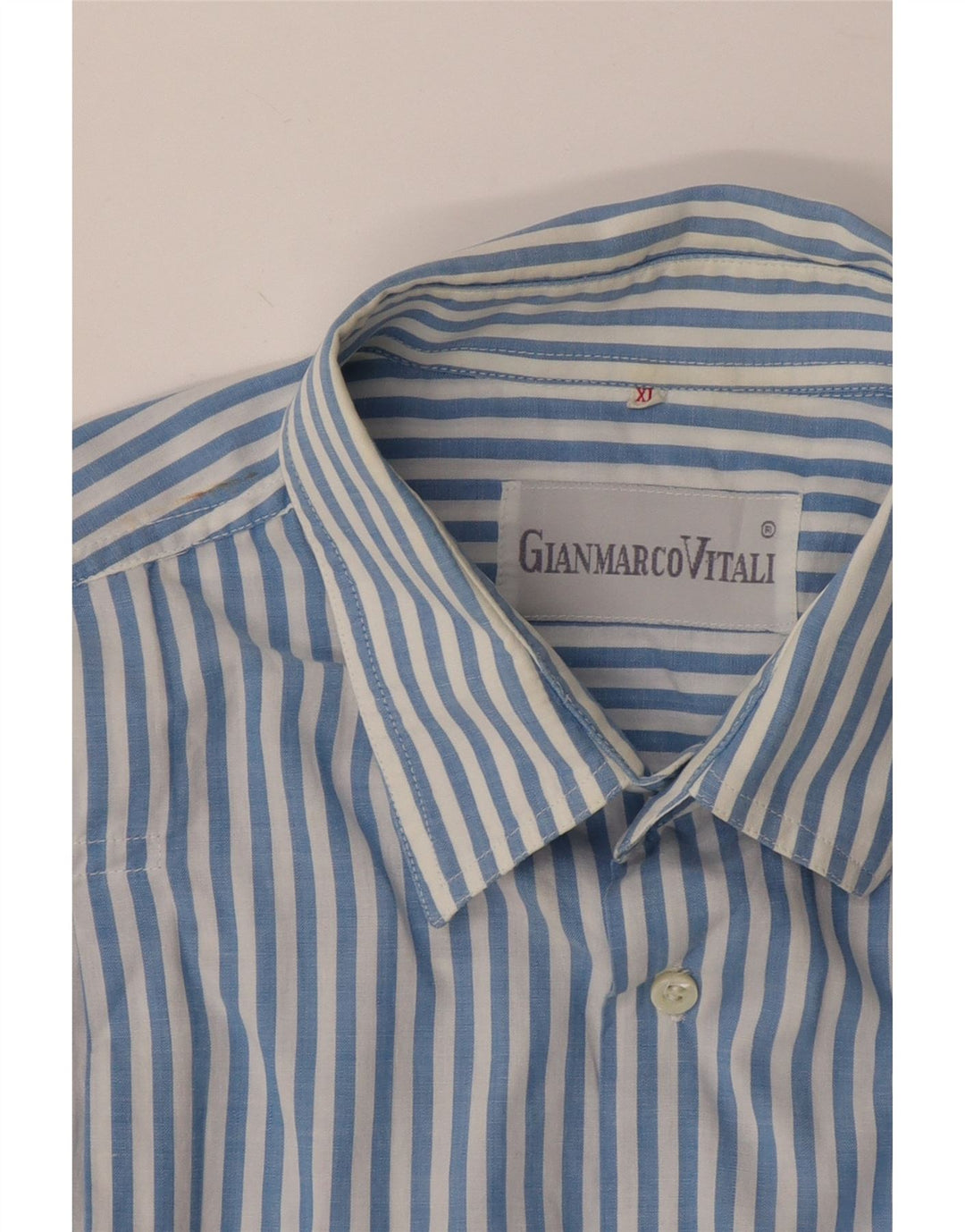Vintage kortærmet herreskjorte XL blå stribet