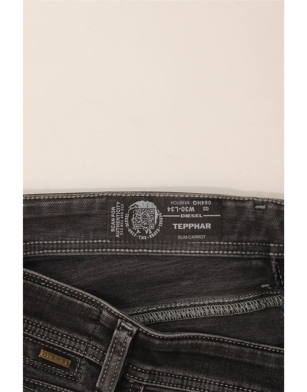DIESEL Herre Tepphar Carrot Slim Jeans W30 L31 Sort