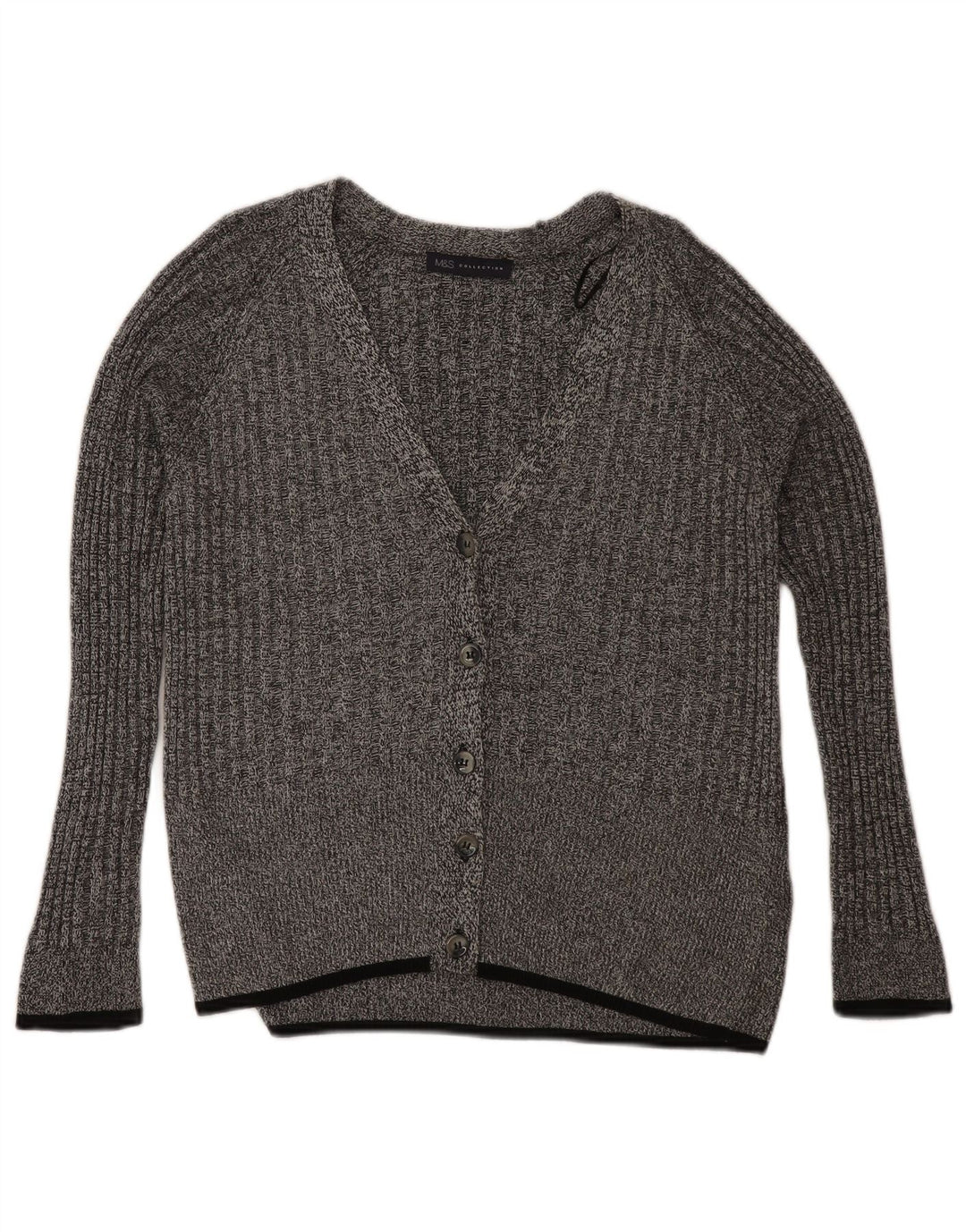 MARKS & SPENCER Womens Crop Cardigan Sweater UK 12 Medium Grey Flecked