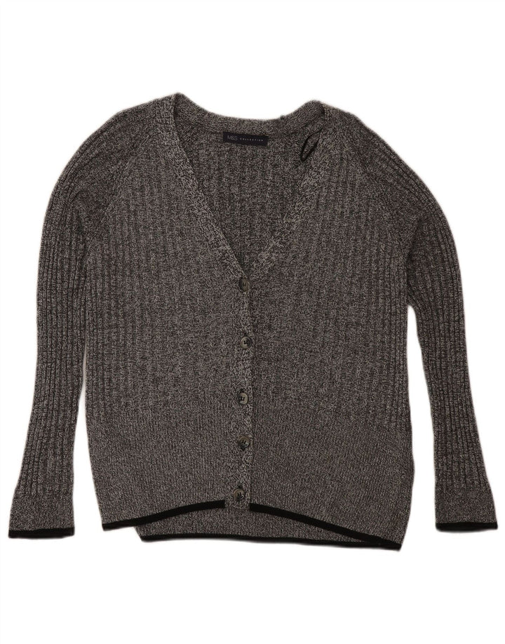 MARKS & SPENCER Womens Crop Cardigan Sweater UK 12 Medium Grey Flecked