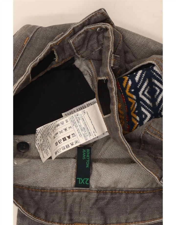 BENETTON Piger Distressed Straight Jeans 11-12 år 2XL B28 L28 Grå