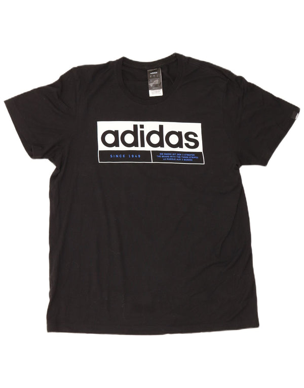 Adidas Herre grafisk T-shirt Top Medium Sort Bomuld